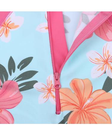 HUAANIUE Baby Girls Short Sleeve One Piece Swimsuit | UPF 50+ Sun Protection | Cyanflower Swimwear | 5-6 Years - Buy Online on GoSupps.com