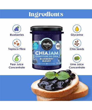 Healthy Crunch - Sugar Free Blueberry Chia Jam - 6 Units x 230ml - Keto Jam Zero Calorie - No Sugar Added - Low Carb & Low Calorie - Ideal for Healthy Snacks Baking and Desserts - Chia Seed Jam - Buy Online on GoSupps.com