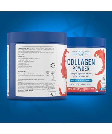 Applied Nutrition Collagen Powder - Strawberry & Raspberry - 5000mg Hydrolysed Bovine Peptides with Vitamin C, Hyaluronic Acid & Biotin (165g) - Buy Online on GoSupps.com