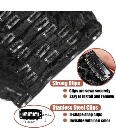 Saisifen Clip in Human Hair Extensions Kinky Straight for Black Women 8 Pieces with 18 Clips in Remy Human Hair Double Weft 120g/Set #1B Natural Color 61 CM 24 Inch 61 CM/24 Inch Kinky Straight - Buy Online on GoSupps.com