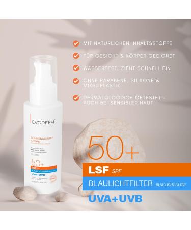 evocapil Evoderm Sunscreen SPF 50+ UVA+UVB + blue light filter waterbased with matrixyl 3000 for impure skin 100 ml - Buy Online on GoSupps.com