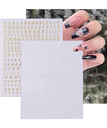 Shop 3D Metallic Gold & Silver Letters Nail Art Stickers - Self-Adhesive Alphabet Decals for DIY Manicure - 8 Sheets for Women & Girls - Buy Online on GoSupps.com
