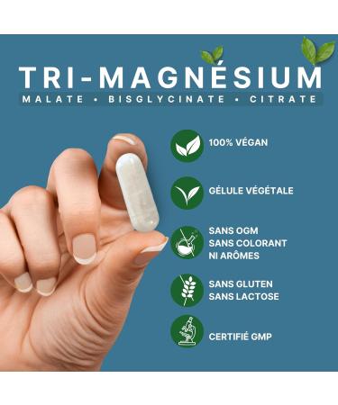 Magnesium | 120 Capsules | Bisglycinate Malate Magnesium Citrate | Enriched with Vitamin C and B6 | 1350mg | Anti-Fatigue Muscle Relaxation and Sleep | 100% Vegan | Booties - Buy Online on GoSupps.com