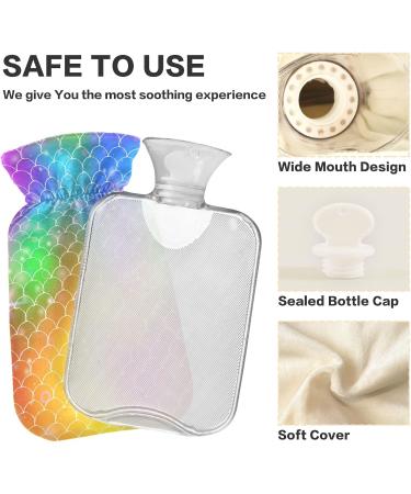 Hot Water Bottle 2L with Fish Rainbow Scales Cover - Pain Relief & Winter Warmth for Hands & Feet - Buy Online on GoSupps.com