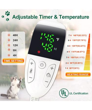 Heated Cat Dog Bed with Timer and Adjustable Temperature | Waterproof Pet Heating Pad for Indoor/Outdoor Use | Christmas Green 18X28IN - Buy Online on GoSupps.com