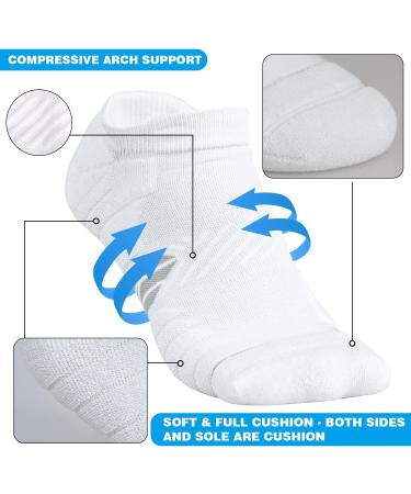 No Show Coolmax Running Socks - Large 3 Pairs White Style 2 | Anti-Blister, Seamless, Anti-Odor, Moisture-Wicking - Buy Online on GoSupps.com