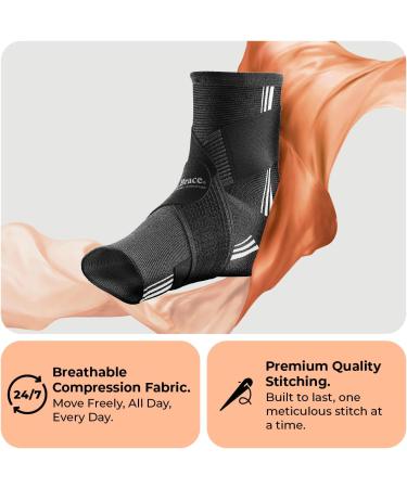 Buy DR. BRACE ELITE Ankle Brace with Strap - Black-White XX-Large | Best Support & Comfort for Ankle Injuries - Fast International Shipping - Buy Online on GoSupps.com