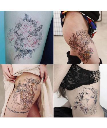 Oottati Fairy Tales Animal Temporary Tattoo Kit - Pink Unicorn Swan Deer Elf Wolf Owl Eagle Elephant Sun Flower Arm - 12 Sheets - Buy Online on GoSupps.com