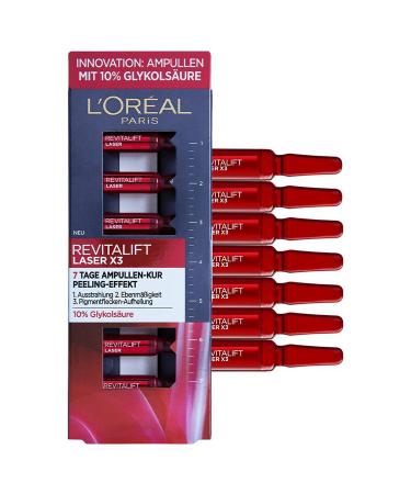 L'Or al Paris ampoules Revitalift Laser X3 anti-aging facial care with peeling effect 7-day treatment glycolic acid 7 x 1.3 ml - Buy Online on GoSupps.com