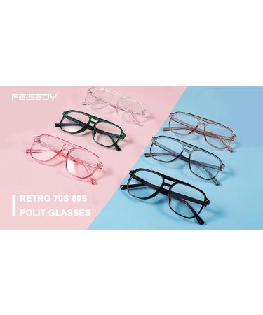 Feizedy Retro 70s 80s Blue Light Filter Glasses for Women & Men - PC Gaming & Computer Glasses B2866 Gray 54mm - Blue Light Blocking - Buy Online on GoSupps.com