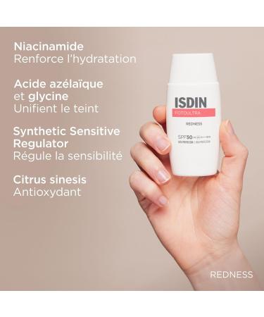 ISDIN Fotoultra 100 Redness SPF 50 (50 ml) | Cr me Solaire Visage Anti-Rougeurs et Apaisante | R duit les Rougeurs Cutan es | Calme les Sensations d'Irritation | Peaux Sensibles et Atopiques - Buy Online on GoSupps.com