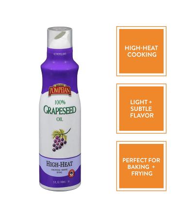 Pompeian Grapeseed Oil Non-Stick Cooking Spray 5 Fl Oz - Gluten Free, Non-GMO, Ideal for Stir-Frying, Grilling, and Sauteing - Single Bottle - Buy Online on GoSupps.com
