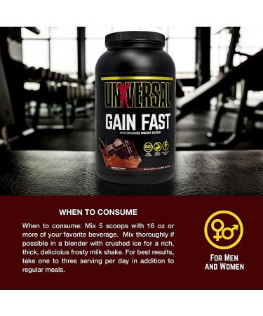 Universal Nutrition Gain Fast Chocolate - 2.3kg Mass Gainer & Whey Protein for Muscle Building Creatine Monohydrate & Essential Fatty Acids - Best Weight Gainer for Maximum Result - Buy Online on GoSupps.com