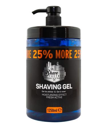 The Shave Factory Shaving Gel 1250ML with 25% MORE Free - Moisturizing Effect Fresh Active - Product For Professional Barbers/Hairdressers and Traditional Shaving Enthusiasts