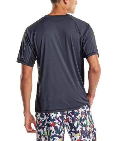 TSLA Swimwear Short Sleeve Top | UV Protection UPF 50+ Quick-Dry Rash Guard for Men | 1 Pack Charcoal & Black M - Buy Online on GoSupps.com