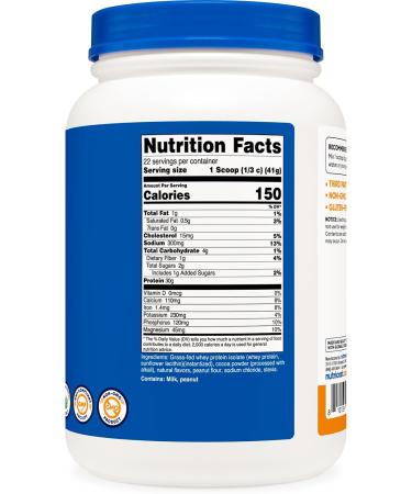 Nutricost Grass-Fed Whey Protein Isolate (Chocolate Peanut Butter) - 2LBS Non-GMO Gluten Free Natural Flavors | Buy Internationally - Buy Online on GoSupps.com