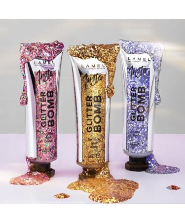  Lamel Lamel INSTA N.402 Bomb Face and Body Glitter Gel Texture Transparent and Shimmering 20 ml Gold - Buy Online on GoSupps.com