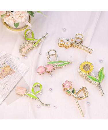 6 Pcs Metal Tulip Hair Claw Clips - Non-Slip Sunflower Design for Women - Large and Durable Clamp for Thin and Thick Hair - Buy Online on GoSupps.com