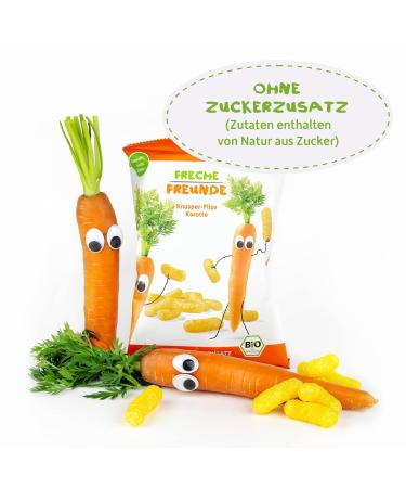 FRECHE FREUNDE Organic Crispy Carrot Flips | No Added Sugar Vegan Snack for Kids & Babies | 9-Pack (9x30g) - Buy Online on GoSupps.com