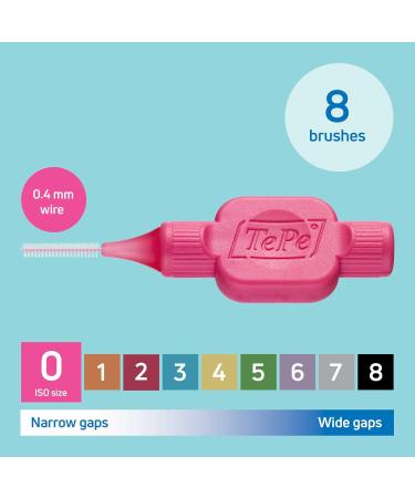 Tepe Interdental Brush Pink ISO Size 0 (0.4 mm) - 1x8 Pack for Easy & Thorough Cleaning of Interdental Spaces - Buy Online on GoSupps.com