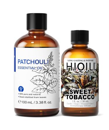 HIQILI 100ML Patchouli Essential Oil & 30ML Sweet Tobacco Fragrance Oil for DIY Diffuser
