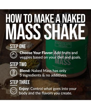 Chocolate Vegan Weight Gainer - 8lb Bulk | Naked Mass | GMO, Gluten, Soy, Dairy Free | 1,280 Calories | 11 Servings - Buy Online on GoSupps.com