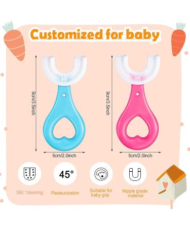 Kids U-Shaped Toothbrush 8-Piece Set | Silicone Brush | 360 Cleaning | Toddlers 1-6 Years | Pink & Blue - Buy Online on GoSupps.com