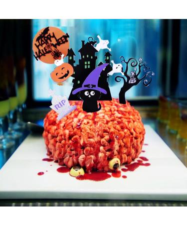 6Pcs Halloween Birthday Cake Topper Halloween Cupcake Topper Haunted House Glitter Spooky RIP Tombstone Pumpkin Bat Cat Spider Skull Cupcake Toppers for Halloween Themed Party Cake Decoration Supplies - Buy Online on GoSupps.com
