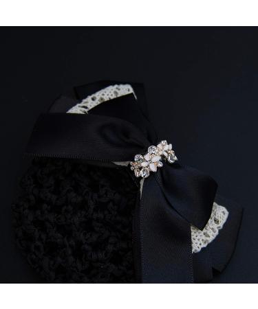 AUEAR Satin Hair Bow Clip Set with Snood Net Barrette - 4 Pcs Hairnets for Women - Buy Online on GoSupps.com