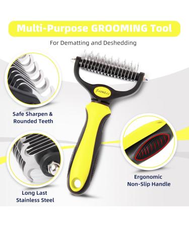 Jaswell Subfellbrush for Dogs & Cats Premium De-Shedding Brush for Medium to Long Hair & Undercoat - Yellow - Buy Online on GoSupps.com
