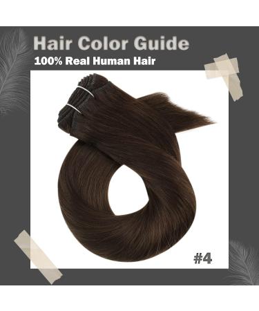 Moresoo 18 Inch Dark Brown Human Hair Weft Extensions - Double Weft Real Hair 100g/Pack #4 | Sew-in Hair Extensions for Natural Look - Buy Online on GoSupps.com