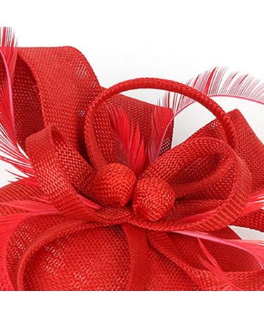 FRCOLOR Feather Fascinator Hat Tea Party Headband for Girls Flower Cocktail Derby Hair Clips for Women Wedding Headwear (Red) - Buy Online on GoSupps.com