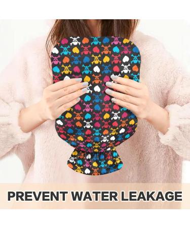 Skull Hearts Hot Water Bottle 1L - BPA Free Pain Relief & Hot/Cold Compress - Small Hot Water Bag Cover - Buy Online on GoSupps.com
