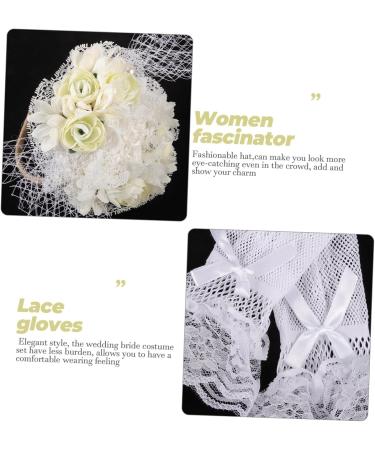 minkissy 1 Set Bridal Hair Accessories Costume Fascinators Lace Gloves Bridal Gloves Tea Party Hat Bridal Costume Women Headdress Women Fascinator Veil Fascinators Wig Fabric Bride Wedding - Buy Online on GoSupps.com
