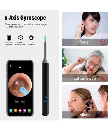 Ear Wax Cleaner with Camera - 1080P HD Otoscope & Earwax Removal Tool Kit - 8 Accessories for iOS & Android - Buy Online on GoSupps.com
