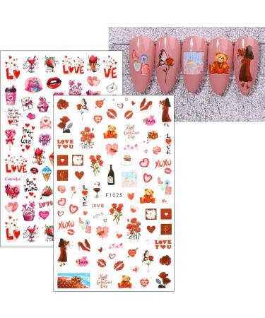 JMEOWIO 10 Sheets Valentines Day Heart Nail Art Stickers Decals Self-Adhesive Rose Love Nail Supplies Nail Art Design Decoration Accessories - Buy Online on GoSupps.com