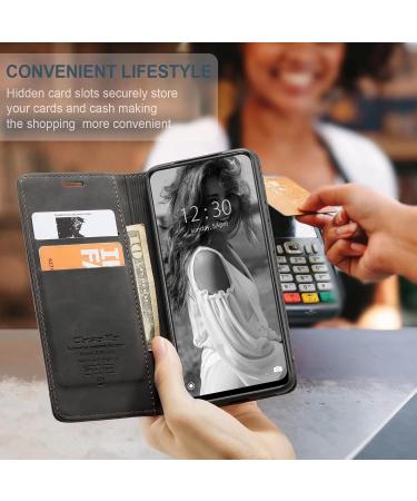 Premium Leather Flip Case for OPPO A16 - SLWYF Wallet Protection Silicone Bumper Magnetic Closure - Black - Buy Online on GoSupps.com