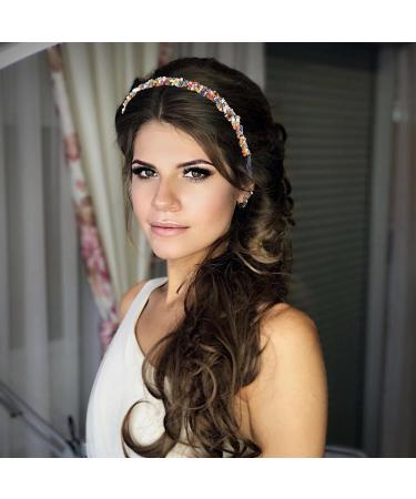 NICENEEDED Beaded Elastic Headband Colourful Bead Forehead Hairband Bohemian Hair Jewelry Head Chain Stretch Tiara Headpieces Hair Accessories for Women Wedding Party Prom - Buy Online on GoSupps.com