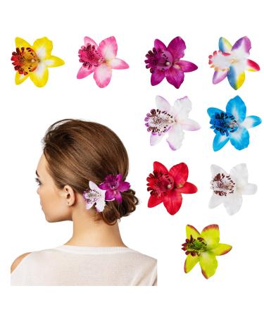 Hifot 9 pieces Hawaii Colorful hair clips women flower hair clips girl phalaenopsis hair clips children hair accessories for women party hairstyling hairpins wedding multi-color-1 - Buy Online on GoSupps.com