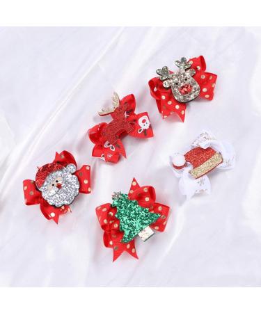 Lurrose Christmas Bow Hair Clip Set - Festive Elk Hairpin for Girls, 5pcs - Buy Online on GoSupps.com