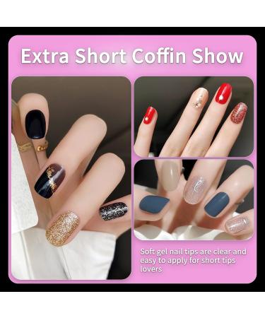 gootrades XXS Coffin Gel Nail Tips - 504PCS for Soak Off Extensions | Half Matte Soft Gel | Full Cover Pre-buff Shaped False Nails for Salons and DIY Nail Art - Buy Online on GoSupps.com