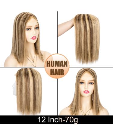 Human Hair Topper for Women Thinning Hair 150% Density Hand Made Toupee with lace front 100% Real Human Hair Clip in Hair Pieces Mono Base 14 * 15cm by Originea (12 -70g #4/27) 12 Inch #4/27 Medium Brown Mix Dark Blonde - Buy Online on GoSupps.com
