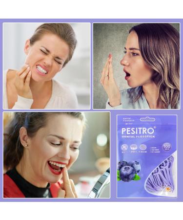 100 Pcs 2in1 Portable Dental Floss Picks - Disposable Interdental Cleaning Tool for Travel Home Office - Purple Toothpick Sticks - Buy Online on GoSupps.com