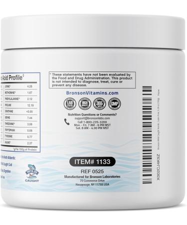 Bronson Marine Collagen Peptides Hydrolyzed Protein Powder 100% Wild Caught Nordic Cod Verified Sustainable Source for Joints Skin Hair Nails & Bones 150g (5.29oz) - Buy Online on GoSupps.com