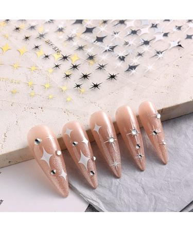 Dornail Shiny Gold Star Nail Stickers - 3D Self-Adhesive Decals for Women & Girls | Nail Art Accessories & Decorations - Buy Online on GoSupps.com