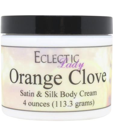 Eclectic Lady Orange Clove Satin and Silk Cream Body Cream Body Lotion 4 oz - Shea Butter Aloe Silk Amino Acids Vitamin E Phthalate-Free Handcrafted in USA - Perfect For Women 4 Ounce (Pack of 1)
