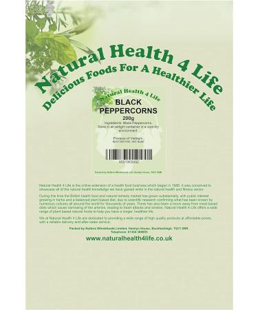 Natural Health 4 Life Whole Black Peppercorns Seasoning 200g - Premium Dried Spices in Resealable Bag - Buy Online on GoSupps.com