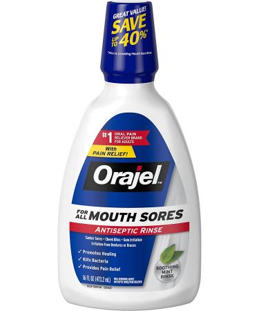 Orajel Antiseptic Mouth Sore Rinse 16 oz - Pack of 3 | Soothing Relief for Mouth Ulcers | Alcohol-Free Formula - Buy Online on GoSupps.com