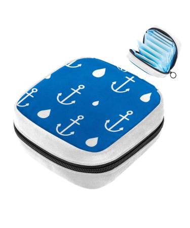 GIAPB Sanitary Napkin Storage Bag Period Bag Tampon Bag Makeup Bag Pad Pouch Anchor Blue Background Color594