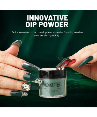 Aokitec Forest Green Dip Powder - 1OZ Dark Green Nail Dip for French Manicure | Long-Lasting DIY & Salon Use - Buy Online on GoSupps.com